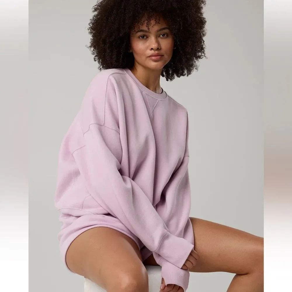 OFFLINE XS Orchid Lavender Cloud Fleece Classic Crewneck Sweatshirt Short Set